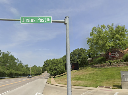 Justus Post Road sign
