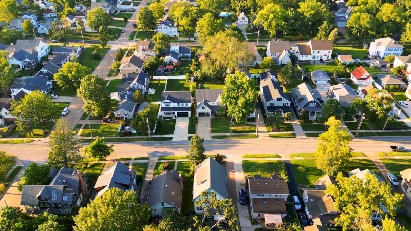 Recently built homes in Kirkwood, Missouri neighborhood