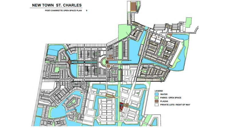New Town St. Charles Waterways Map