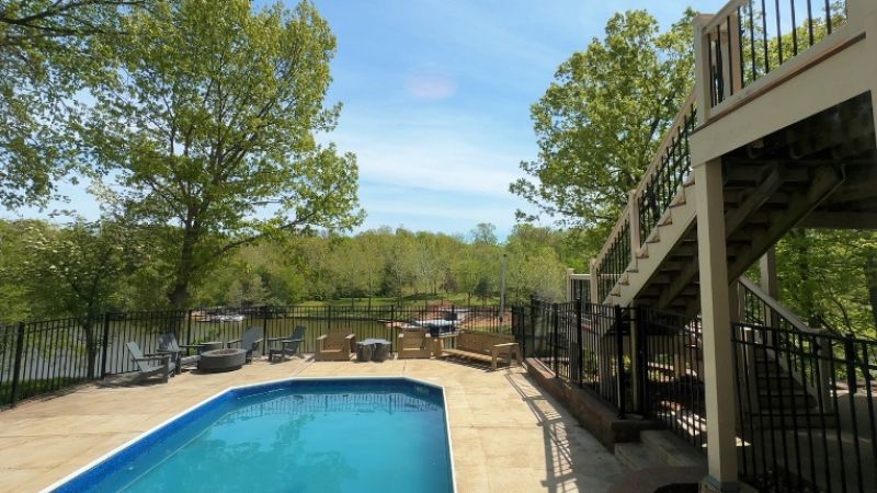 One of our recent listings in Regatta Bay has a small pool with a fence around it.