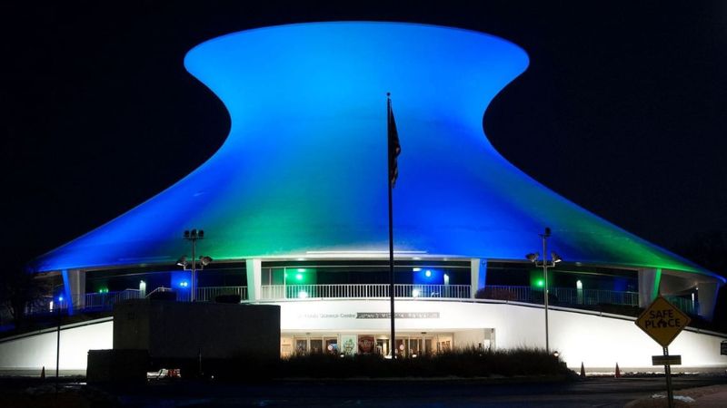 St. Louis Science Center Planetarium at night