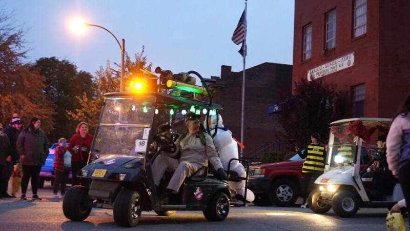 Golf carts in soulard for halloween