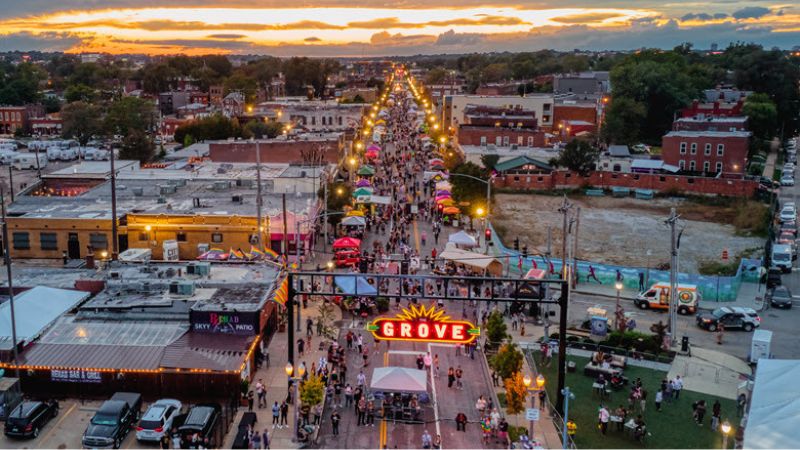 The Grove during Grovefest, a street festival that features food, entertainment and vendors