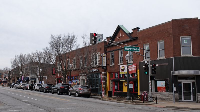 Shops on Morgan Ford Rd in Tower Grove South