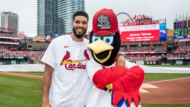 Jayson Tatum showing his love for the St. Louis Cardinals