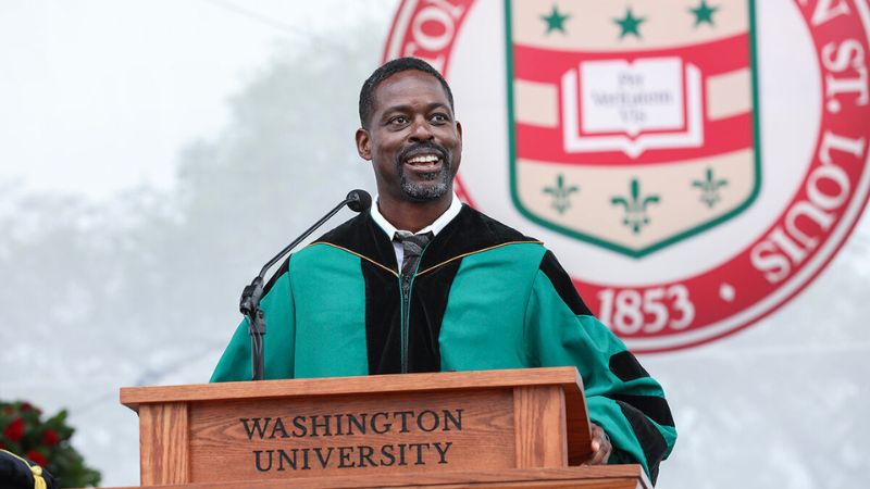 Sterling K. Brown seen here giving a Commencement address at Washington University in St. Louis