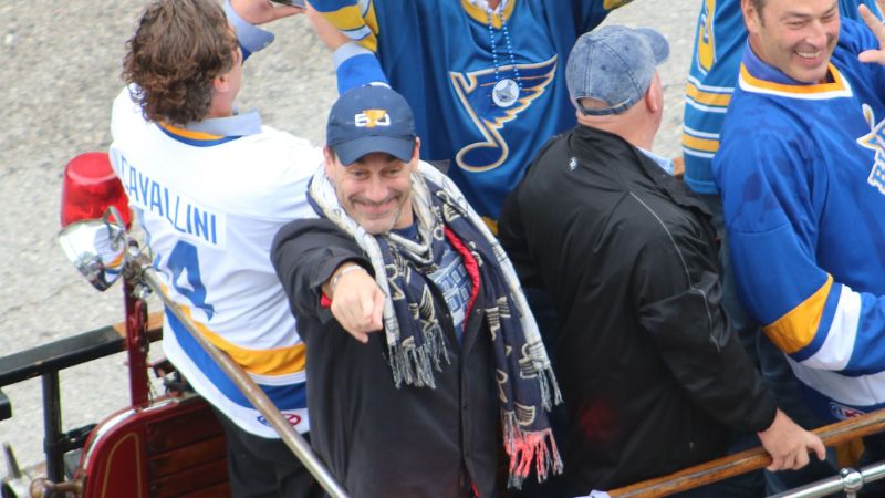 Jon Hamm showing his support for The St Louis Blues hockey team