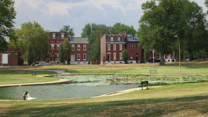 A scenic pond at Hyde Park